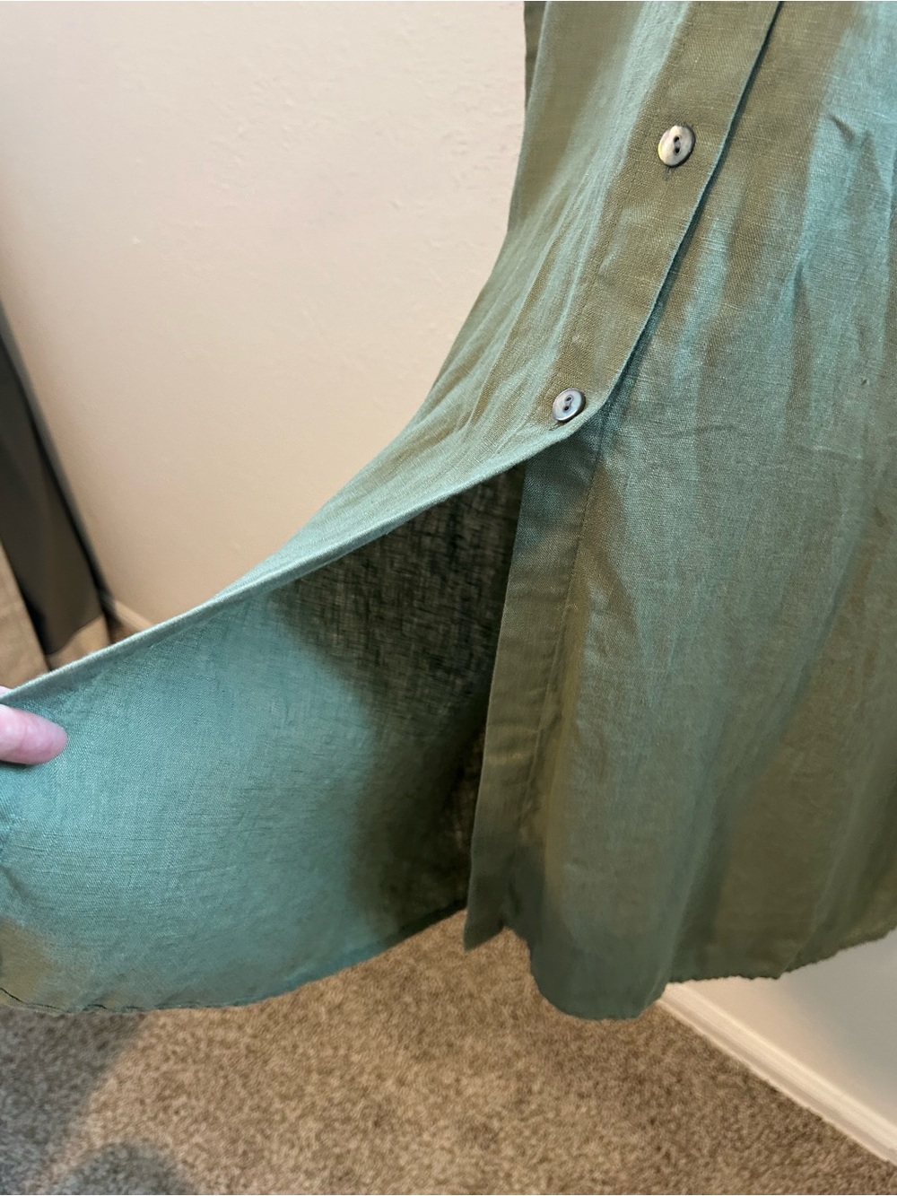J. Jill 100% Linen Midi Dart-Waist Dress Size L - Natural Workwear Minimalist - Picture 7 of 11